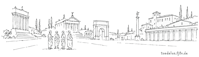 Forum Romanum, handgezeichnete römische Landschaft